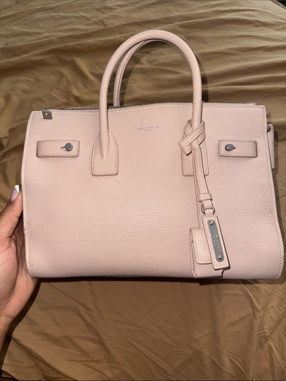 Saint Laurent Blush Pink Pebbled Leather Satchel